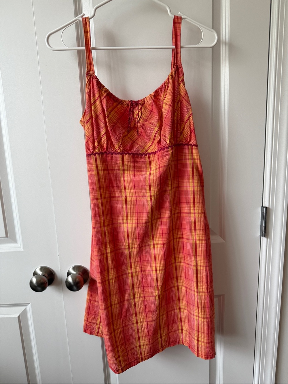 Xhilaration Pink and Orange Plaid Spaghetti Strap Chemise